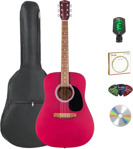Vista 16 de Fender Dreadnought - Guitarra acústica - Paquete negro con estuche, afinador, correa, cuerdas, devanador de cuerdas, púas y DVD instructivo