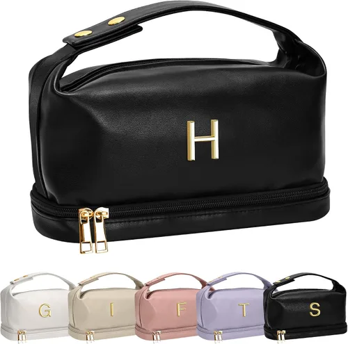 Vista 76 de Bolsa de maquillaje inicial con asa para mujer, doble capa