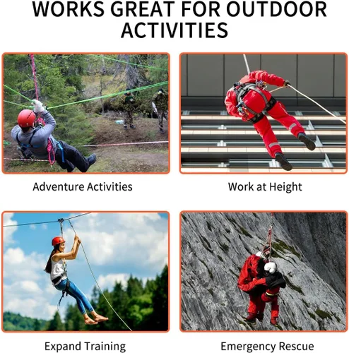 Vista 6 de NewDoar Cuerda de escalada estática – 0.315 in (5/16c) / 0.394 in (3/8 pulgadas) cable accesorio de doble trenza para rocas, transporte, prusik
