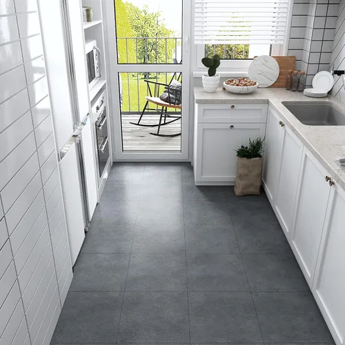 Vista 8 de VEELIKE - Azulejos de despegar y pegar de 12 x 12 pulgadas, vinilo gris de concreto impermeable autoadhesivo duradero, adhesivos de vinilo