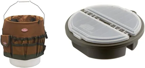 Bucket Boss The Bucketeer - Organizador de herramientas de cubo en marrón, 10030 y Plano de 5 galones, cubierta y organizador de cubeta de 5