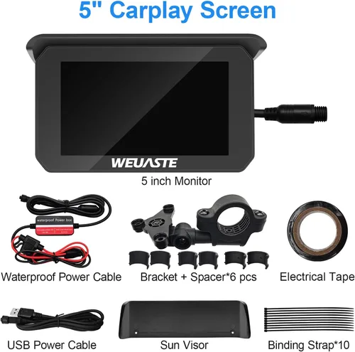 Vista 6 de Pantalla táctil portátil Carplay de motocicleta de 5 pulgadas con sistema de navegación GPS automático Android inalámbrico, pantalla táctil HD