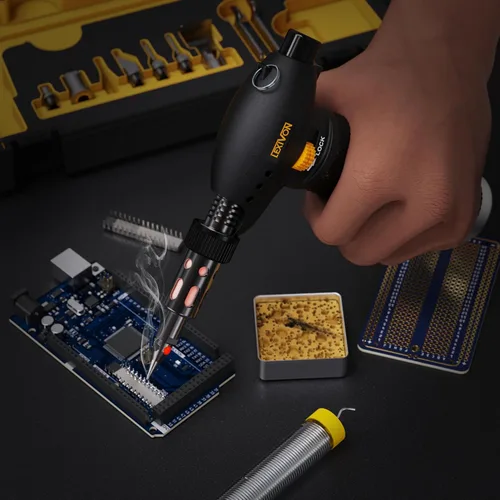 Vista 9 de LEXIVON Kit multifunción de antorcha de butano Estación de soldadura de autoencendido, prémium, con llama ajustable Grado Profesional