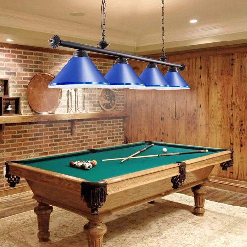 Vista 2 de Wellmet Lámpara de mesa de billar – 4 luces colgantes de techo con pantallas de metal mate, ideal para mesas de 7 a 9 pies, sala de juegos, bar