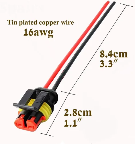 Vista 3 de Conector de 2 pines impermeable, conector eléctrico de automóvil de 2 pines con cable 16AWG marino para automóvil, camión, barco, motocicleta