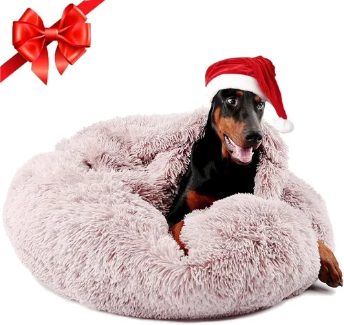 Vista 13 de Himax Cama para perros pequeños, cama mullida para perros con manta adjunta, cama para gatos, lavable, multicolor (20/26/35 pulgadas)