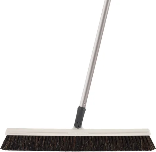 Vista 15 de Escoba vertical de pelo de caballo – Barredora de cocina giratoria de 18 pulgadas con cerdas suaves para pelo de perro, suelos de madera dura