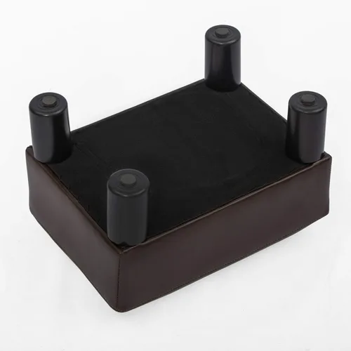 Vista 52 de Adeco 15.4" Small Footstool Ottoman for Footrest, Modern Rectangle Step Stool Extra Seating with Non-Skid Plastic Legs for Living Room, Couch, Brown
