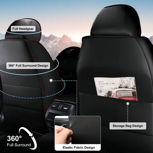 Vista 2 de TTX LIGHTING Fundas de asiento para Mazda 3 2007-2019, fundas de asiento delantero de piel sintética, fundas de asiento de automóvil transpirables e