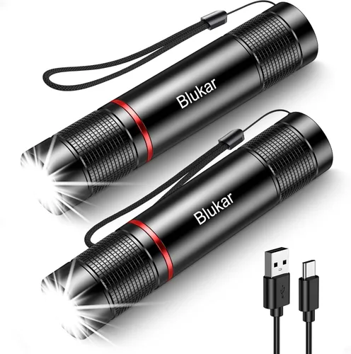 Vista 12 de Blukar Linterna recargable, linterna de alto lúmenes, linterna LED pequeña súper brillante - Con zoom, brillo ajustable, de larga duración