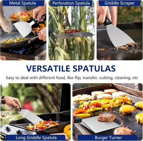 Vista 3 de Joyfair - Juego de accesorios de parrilla de 18 piezas para parrilla Blackstone, juego de accesorios de parrilla con prensa de hamburguesas Smash