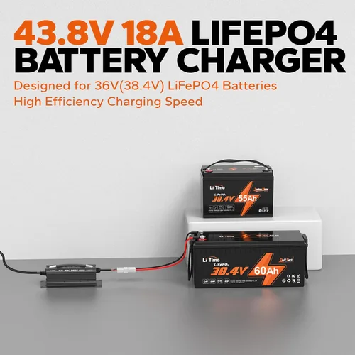 Vista 3 de LiTime Cargador de batería de litio de 43.8 V 18 A para batería LiFePO4 de 38.4 V, cargador inteligente AC-DC con conector Anderson de 50 A