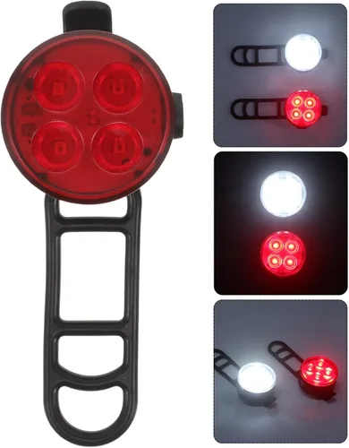 Vista 9 de HEMOTON Rechargeable LED Cycle Tail Light and Bike Warning Rear Lamp Waterproof Front and Rear Bicycle Lights for Night Riding Mountain and Road