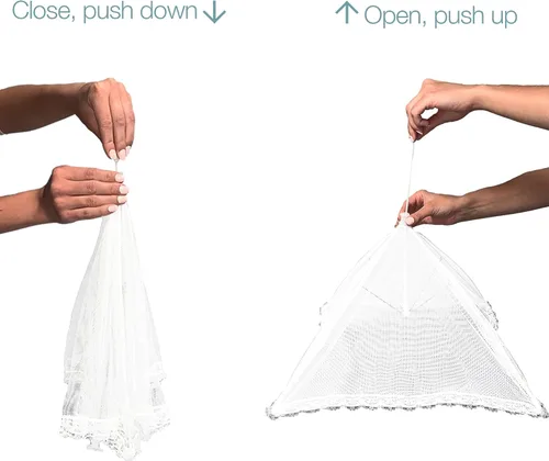 Vista 3 de Simply Genius Carpa de Malla Emergente para Cubrir Alimentos - 17 x 17 pulgadas, Blanco, Paquete de 3, Compacta - Elementos Esenciales para Acampar