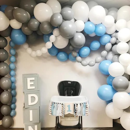 Vista 8 de Globos de Enlace Azul Claro, 60 Piezas de 6 Pulgadas Globos Pequeños de Enlace Rápido Azul Bebé para Hacer Pared de Globos, Arco de Corazón, Globos