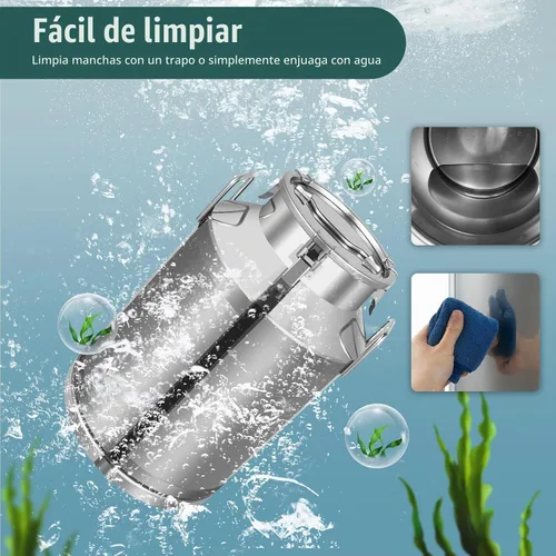 Vista 8 de Lata de leche de acero inoxidable de 12L/3.16 galones, jarra de leche resistente, cubo de leche con tapa, barril de fermentación comercial