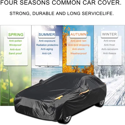 Vista 7 de Fundas completas para automóvil sedán, impermeables, para todo tipo de clima, resistentes al viento, a prueba de polvo, con protección UV