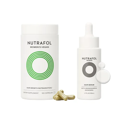 Nutrafol Suplementos para el crecimiento del cabello para mujeres y suero capilar, mujeres de 18 a 44 años, clínicamente probado para cabello