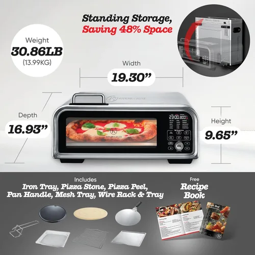 Vista 6 de Kitchen Elite 15 en 1 Horno tostador Freidora de aire Combo con panel táctil y capacidad para pizza de 12 pulgadas, acero inoxidable, plateado