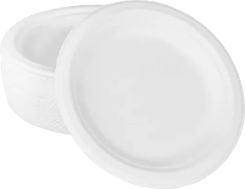 Vista 11 de KARAT EARTH Platos compostables de bagazo - Biodegradables, naturales, aptos para microondas, sin PFAS, 6 pulgadas, caja de 1000