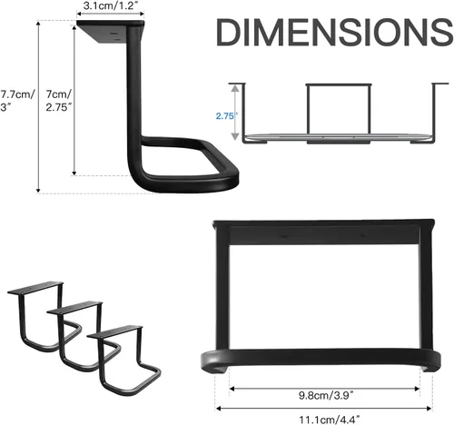 Vista 4 de Under Desk Laptop Mount, Laptop Under Desk Mount 2.7 inches Tall Effective Space, Aluminum Under Desk Laptop Holder Dock Station for Laptop MacBook