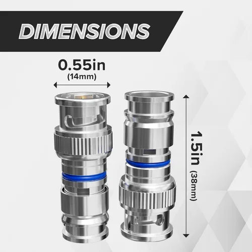 Vista 7 de THE CIMPLE CO - Conector de compresión BNC para cable coaxial RG6 - Conectores RG6 BNC macho para cámaras de seguridad, CCTV, SDI, HD-SDI - Extremos