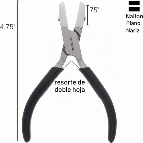 Vista 2 de The Beadsmith Alicates de mandíbula de nailon de doble punta plana, 5 pulgadas (5.000 in), mango de agarre cómodo de vinilo negro con resortes