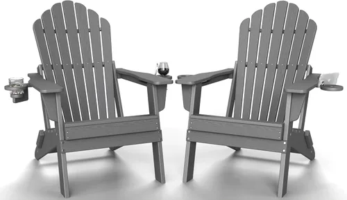 Vista 10 de Plawdlik 2026 Upgraded Oversized Folding Adirondack Chair, 380 lbs Heavy Duty Fire Pit Chair with 37.8" Extra High Back & Dual Cup Holders