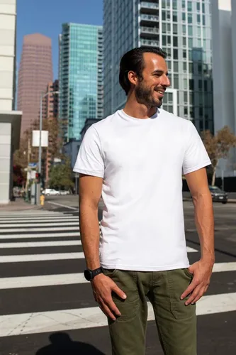 Vista 5 de Camisetas blancas con cuello redondo para hombre