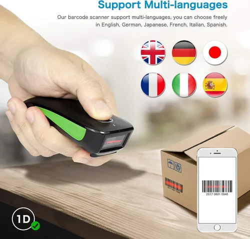Vista 6 de NETUM Mini escáner de código de barras compatible con Bluetooth, pequeño escáner de código de barras USB portátil para inventario, lector