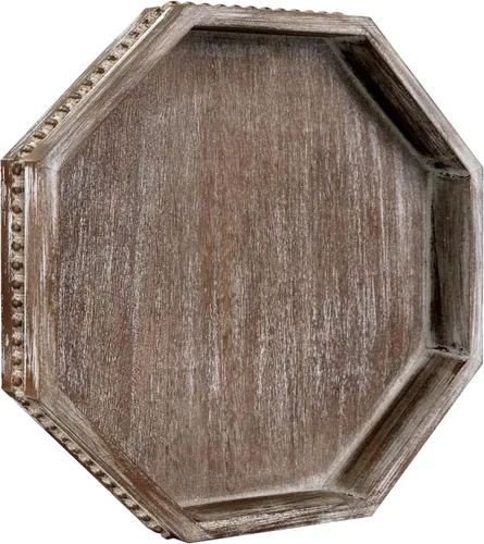 Vista 19 de MAONAME Bandeja de Madera para Servir, Bandeja de Madera Estilo Granja con Cuentas, Bandeja Octogonal para Servir Blanca Lavada, Bandeja de Mesa