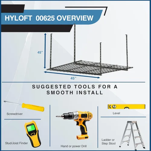 Vista 5 de Hyloft 00625 Sistema y estante de almacenamiento de garaje de acero superior de 45 x 45 pulgadas, Hammertone