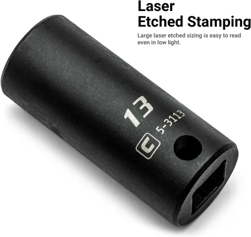 Vista 7 de Capri Tools Juego de llaves de vaso de impacto poco profundas, semiprofundas y profundas, métricas, 8 a 0.866 in, 45 piezas