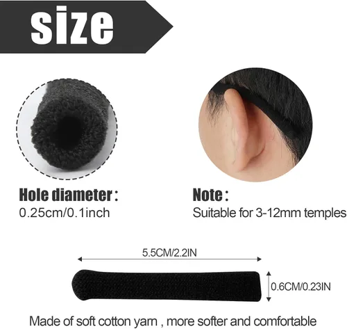 Vista 2 de 8 cojines para los oídos, almohadillas de tela de algodón suave mejoradas para lentes, antideslizantes, elásticos y cómodos, retenedores para lentes