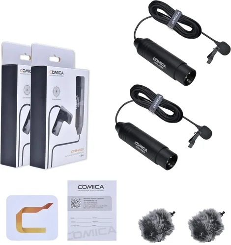 Vista 7 de COMICA XLR - Micrófono de solapa de 48 V Phantom Power, CVM-V02O, micrófono de solapa omnidireccional de 5.9 pies para videocámaras Canon Sony