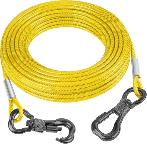 Vista 9 de Tresbro Cable de amarre reflectante rojo de 10 pies para perros de hasta 60 libras, correa de alambre de acero con hebilla giratoria de acero