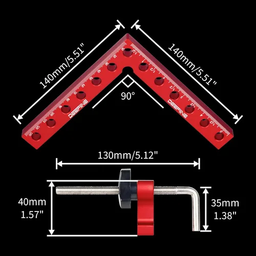 Vista 3 de Abrazaderas de ángulo recto con cuadrados de posicionamiento de 90 grados, 5.5 x 5.5 pulgadas, aleación de aluminio, carpintero, herramienta