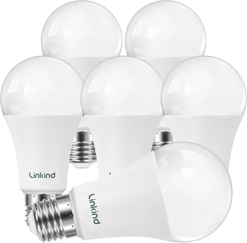 Vista 16 de Linkind - Bombillas LED A19 regulables, equivalente a 60 W, eficiente energéticamente 9 W, luz blanca cálida de 3000 Kelvin, 800 lúmenes, base