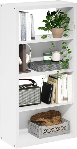 Vista 32 de Furinno PASIR - Estantería de libros de 4 niveles, estantería con estantes abiertos, 9.4 x 23.6 x 41.7 pulgadas, para sala de estar, dormitorio