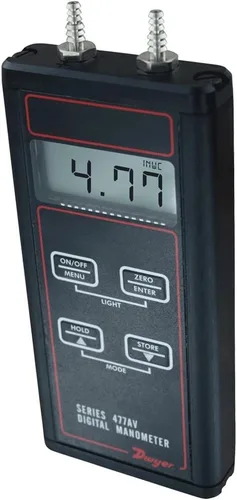 Vista 4 de Dwyer® Manómetro digital portátil 477AV, 477AV-3, 0-200" wc, modos de velocidad del aire/flujo