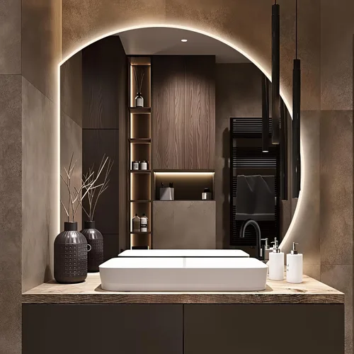 Vista 8 de Niccy Espejo LED de baño, 32"x20" pulgadas, rectangular, espejos de tocador para montar en la pared, con marco de metal, espejo inteligente