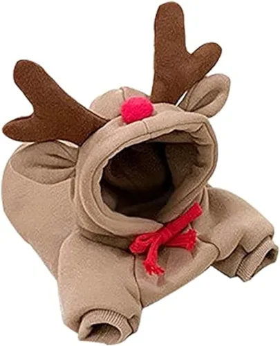 Vista 4 de Ropa de invierno cálida para perros, abrigo con capucha de diseño lindo de frutas, de vellón, chaqueta para mascotas, ideal para Bulldog Francés