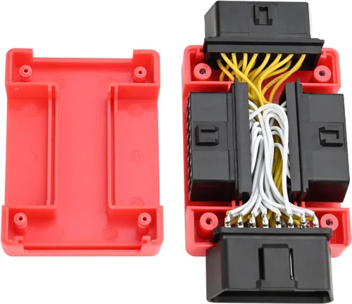 Vista 5 de iKKEGOL Pocket OBD2 Splitter Adapter Full 16 Pin 1 Macho a 3 Hembra OBD Cable Convertidor Conector (Rojo)