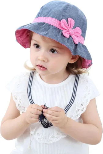 Vista 24 de Toddler Kids Baby Girl Sun Hat Floppy Cotton Summer Hat 50+ SPF Protective 04/Flor/Blanco
