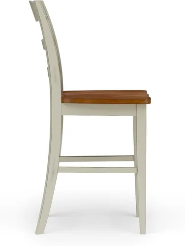 Vista 10 de Homestyles Monarch Taburete de bar de madera blanca antigua
