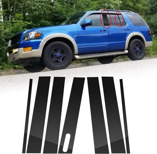 Vista 9 de BASIKER Compatible con Ford Explorer 2002 a 2010 Kit de moldura de poste de pilar con teclado/sin teclado, cubierta de pilar B de ventana de puerta