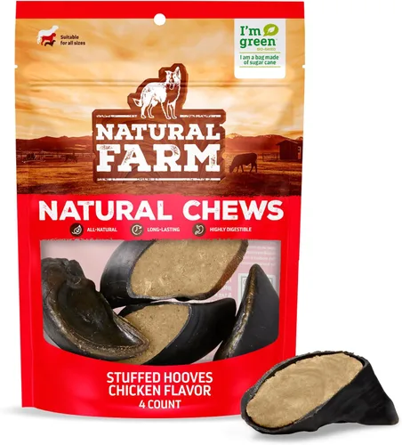 Vista 12 de Natural Farm Pezuñas de vaca rellenas con sabor a tocino y queso para perros (paquete de 4), golosinas de hueso de pezuña natural duraderas, mejores