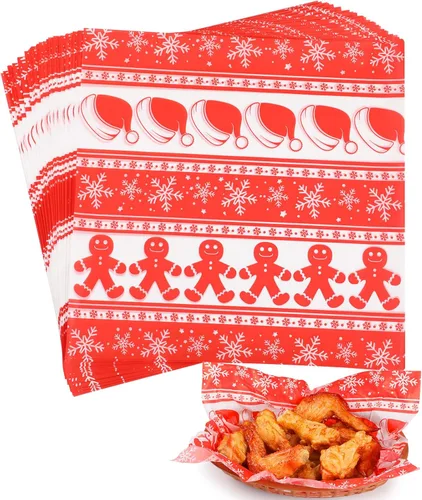 Vista 9 de GeeRic Hojas de papel encerado navideño para alimentos, 100 piezas de forro para cesta de alimentos para sándwiches y papas fritas de 7 * 7