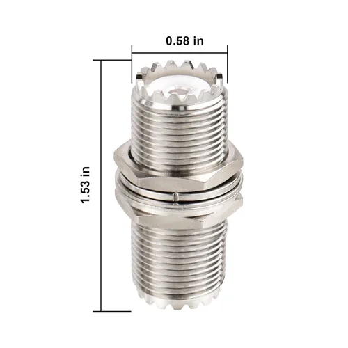 Vista 3 de XRDS -RF 2pcs PL-259 Conector de mamparo 50Ω Impendencia UHF hembra a UHF hembra adaptador SO239 Tuerca mamparo montaje en panel CB Radio adaptador