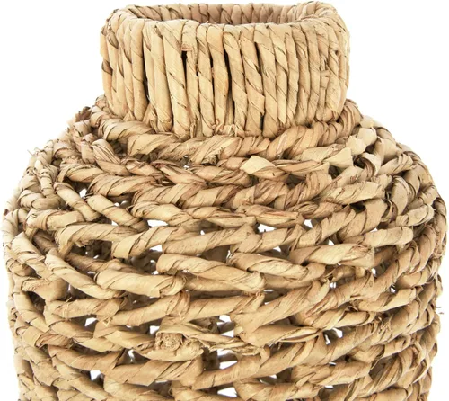 Vista 6 de Jarrón de piso de ratán y jacinto de agua tejido a mano de 22 pulgadas de alto